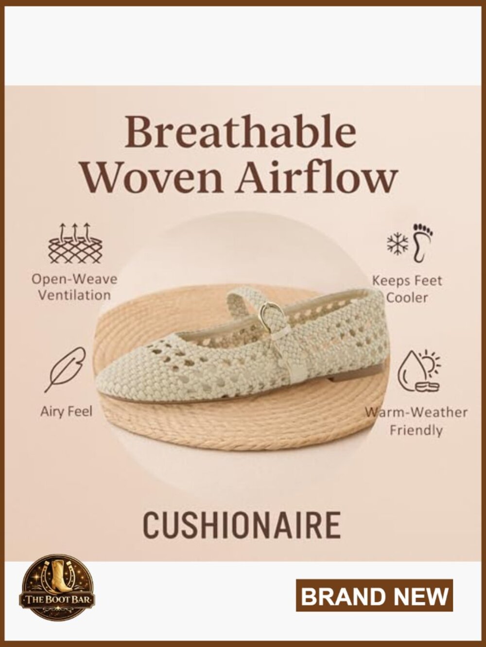 Woven Mary Jane Ballet Flats with Adjustable Strap - Comfortable Cushion - Picture 5 of 7